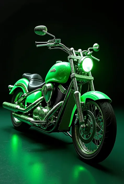 2001 Yamaha Road star painted glow in the dark green with a copper frame