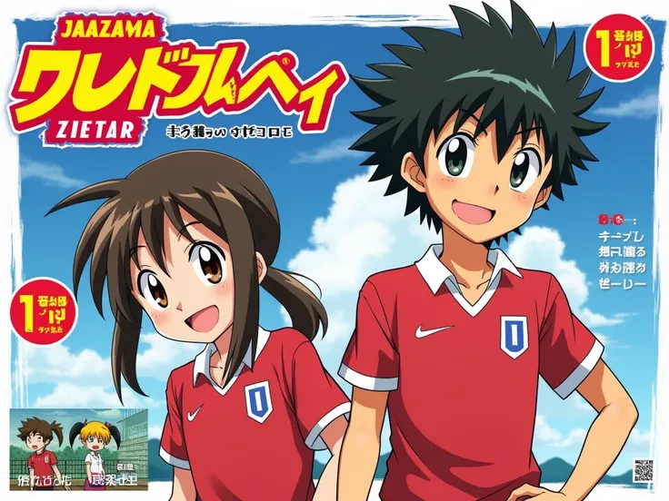 Créer une couverture pour un magazine de l'anime inazuma victory road avec des coupe de cheveux yeux ecarlate.stylé. pour adolescents de l'univers inazuma eleven victory road en lettre Japonais.
avec des reference japonais plein de news.