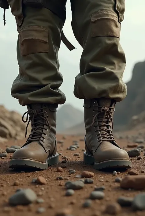 It generates the perspective of a soldier seeing his boots on his feet watching the ground