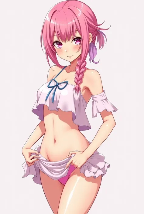 Anime girl without skirt pink panties 