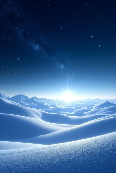 Landscape with snow and stars in space 