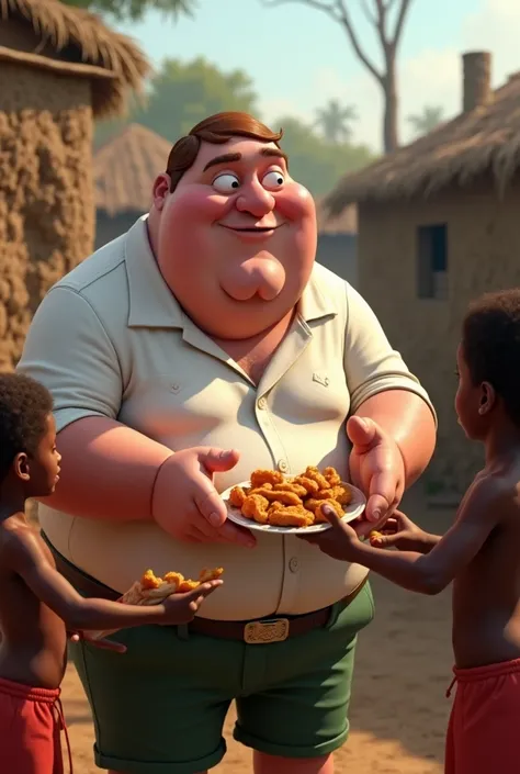 Peter Griffin feeding underweight thin African black s pieces of chicken