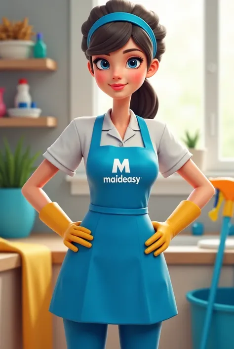 Blue maideasy apron, blue apron, maideasy.my, cleaning Service 