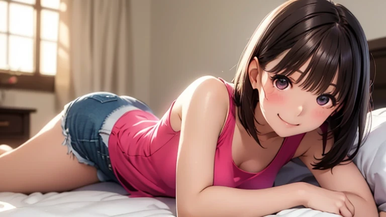 nsfw、

 top quality，(4K)，(whole bodyを撮影する)， very detailed,( top quality),(( Masterpiece)),( high resolution), anegasaky no、 glossy brown hair ,  short hair,   beautiful brown eyes  、smile、Sparkling Eyes, (fine grain)、 very detailedな目、 very detailed顔,   ver...