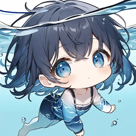  chibi、 swimming in water、