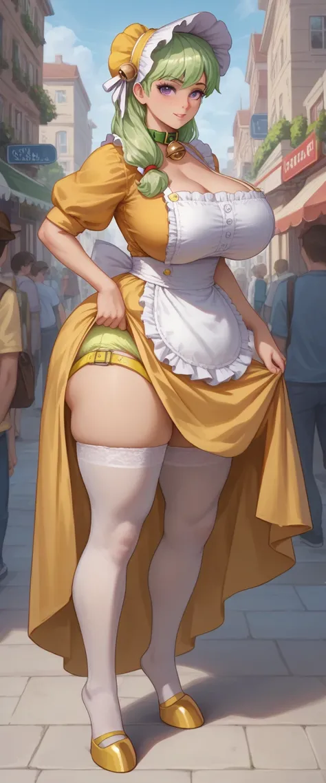 evaluation_9, evaluation_8_ upwards, evaluation_7_ upwards, source_anime,  Better quality, solo, clear face,  huge breasts,  perfect body ,  looks at the viewer ,  dynamic perspective , behind, big ass ,  wide hips ,  long hair,  smiles,  very tall woman ,...