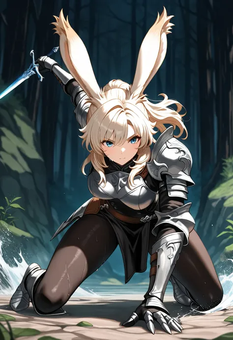 (((( Masterpiece)))), (((( top quality)))),  high resolution,fine grain, detailed face,  Depiction of a face expressed down to the smallest detail,  Detailed Eyes 、Detailed faces、Hair drawn down to the smallest detail ,  wet,viera, Dragon Knight, Dragon Kn...