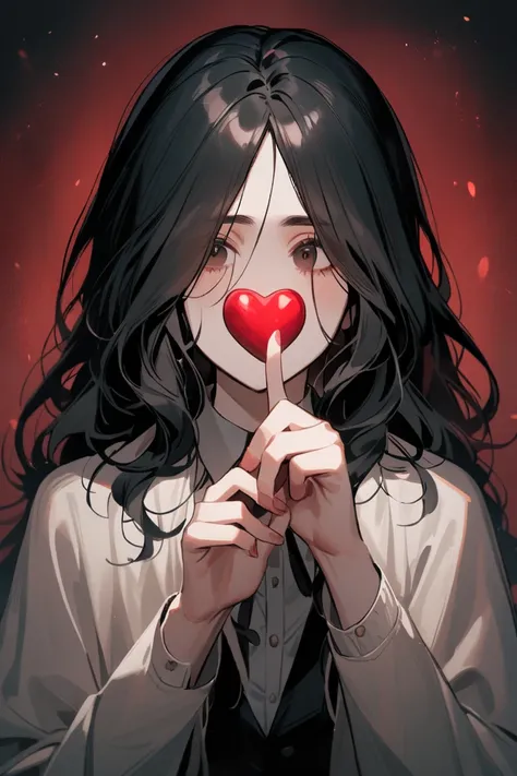 A portrait of pieck finger holding a heart