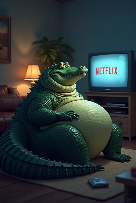 Fat aligator wathing netflix