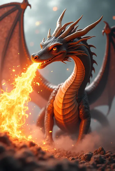 An animated dragon voting fire from side to side