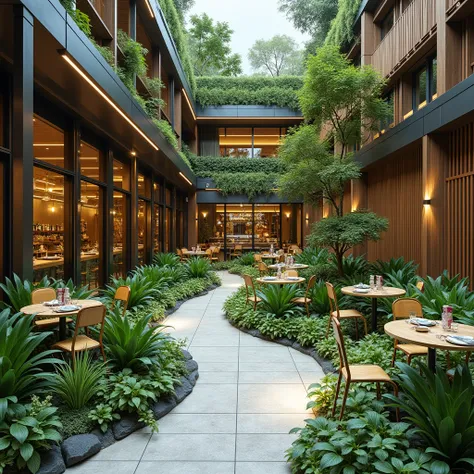  Create a mini garden in the middle of the empty area of a restaurant , with a size of 3x4 meters ,  with a garden that can be used for ren's play, with fake plants. It's more like Singapore Airport..
View from the side of the area showing the restaurant's...