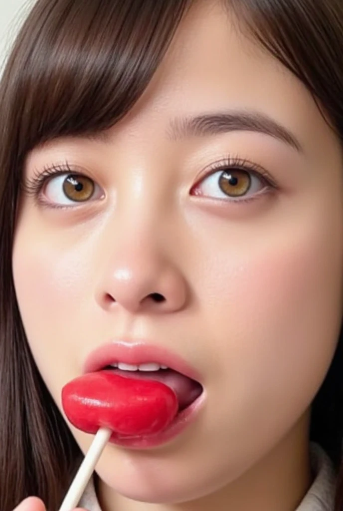 A tongue full of saliva is A tongue that is just the right length  that doesn't catch your eyes 32k 8k super high image quality masterpiece,  well-groomed face, Realistic eyes, High brightness, Real Eyes,  open your eyes wide with a funny face,  as shown i...