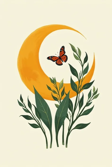 Logo exploitation agricole très petite et diversifiée. Exploitation nommée Le Goût Des Couleurs, avec valeur de durabilité, résilience, protection de l'environnement, régénération des sols. Symbole principaux la demi lune en mouvement avec un papillon morp...