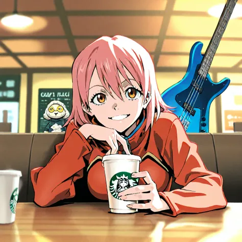 Quality: ((Best quality illustration)), (Excellent), ((Detailed)).
Style: sadamoto_sadayoki style, comic art, fun, humorous, crazy, epic, powerful.
Summary: Haruhara_Haruko enjoying a coffee.
Character: Haruhara_Haruko_(FLCL), FLCL, 1girl, soro, upper body...