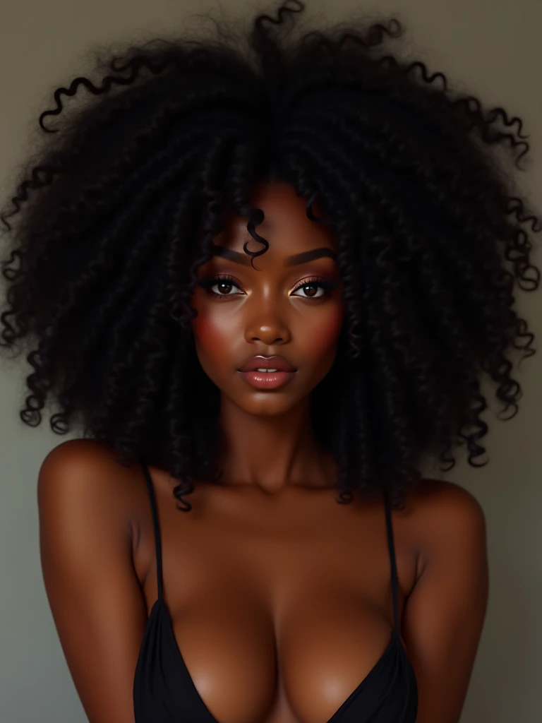 Create a hot black woman with curly hair