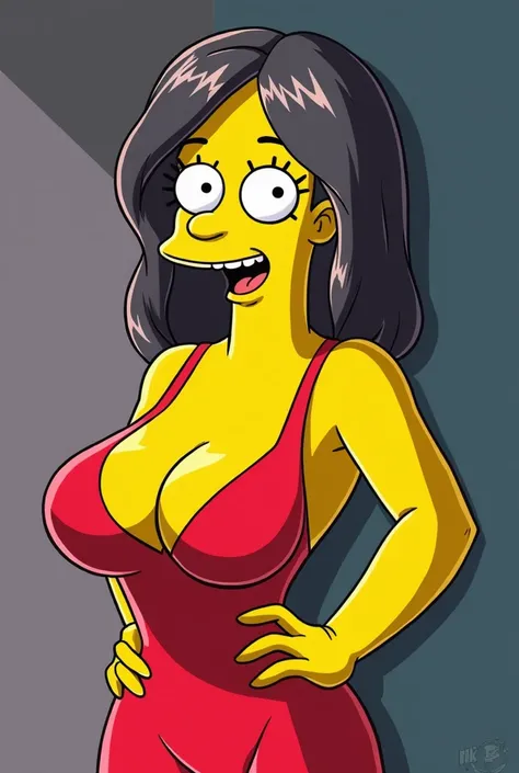 simpsons girl with big breast and big breasts posing for the camera, marge simpson, marge, as if lisa simpson came to life, as if homer simpson came to life, original simpsons cartoon style, style simpsons, simpsons style, simpsons, the simpsons, homer sim...