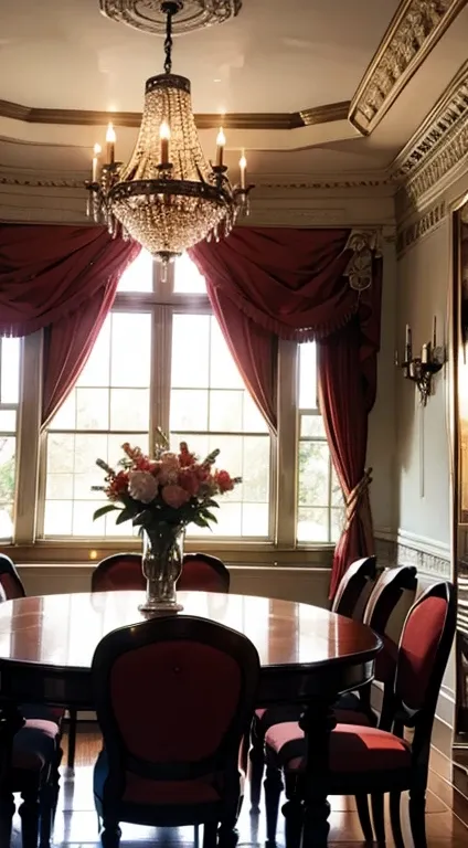 Dining room of a Victorian-era mansion.