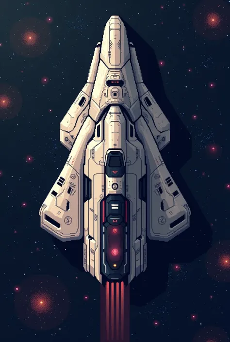 top view pixel spaceship art