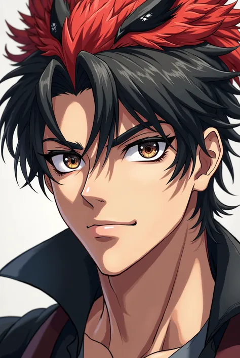 I want the lashes of a handsome male anime character with a tengu as a motif to stand out clearly so that faces can be recognized so that the whole body can be seen