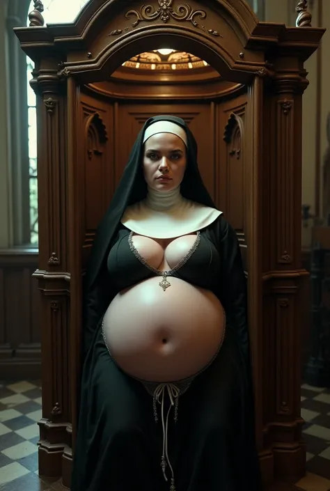 Big tits nun in confessional 