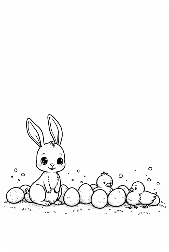 Thin Stripes Cute Bunny ,chicks,Many Easter eggs are kawaii style, only the lines are not painted. Used for coloring books.