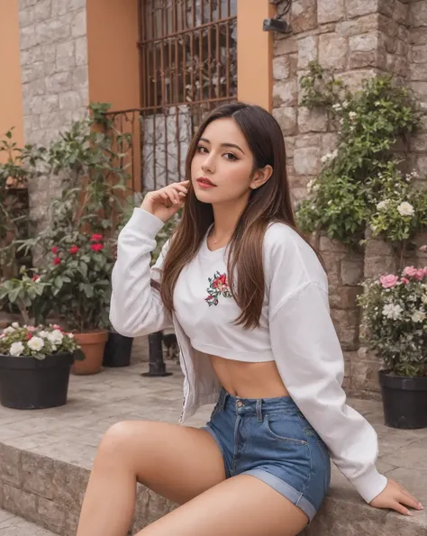  photo of a 20 year old woman,  perfect face,  Masterpiece,  good, underwear, That Day_ good,  jacket , That Day_ panties . this woman from Sinalua , Extremely beautiful ,  brings the warmth and honesty characteristic of Mexican women ..  His presence on s...