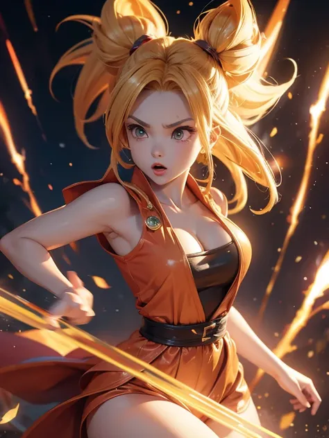 Super Saiyan girl unleashes power