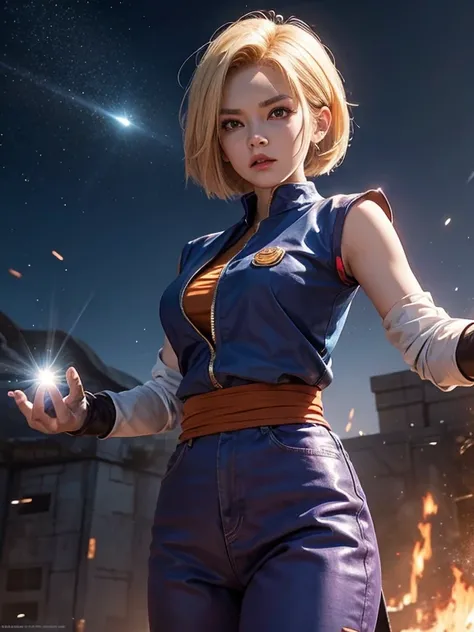 dragon ball , android18 girl unleashes power