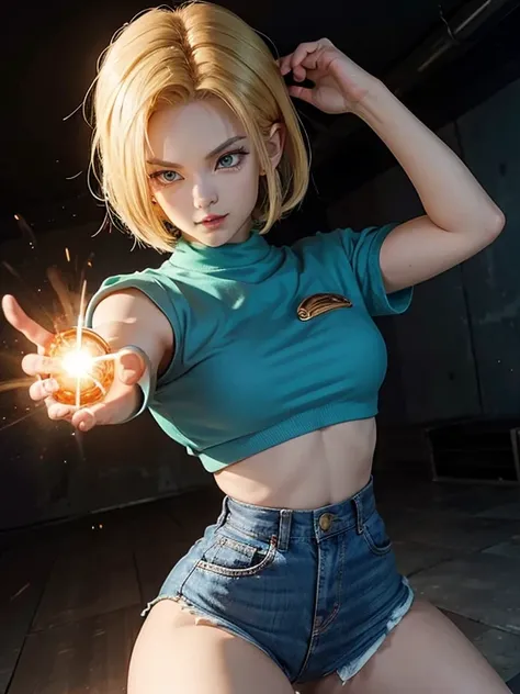 dragon ball , android18 girl unleashes power