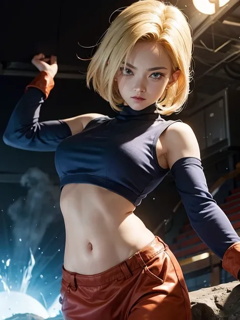 dragon ball , android18 girl unleashes power