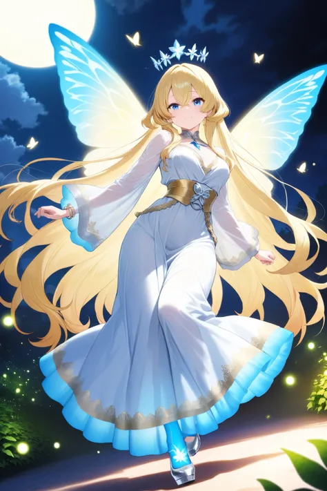 ** The description of the proposed image of a fairy :**  

### ** General appearance :**  
- **The pound :** tall female (Two meters )  with a graceful and elegant structure, smooth ivory-colored skin with a cellular glow Light .  
- **the hair:**  Very lo...