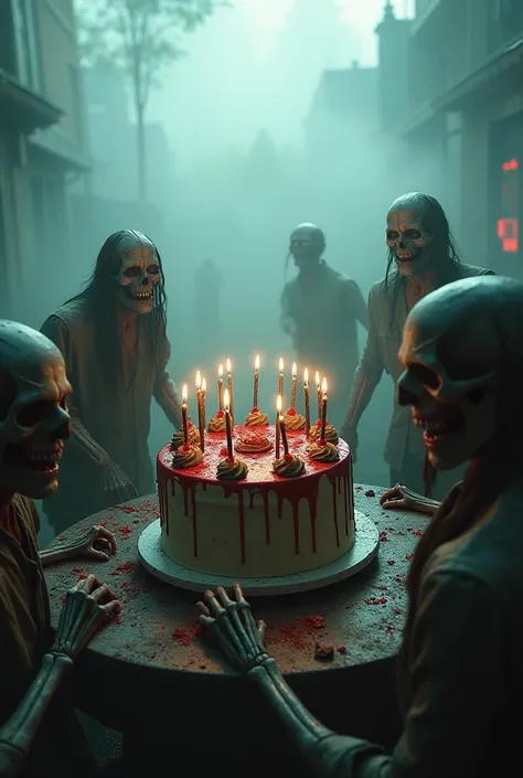 Happy Birthday Cake,Apokalypse, fog, creepy, Zombie, skelett, Party
