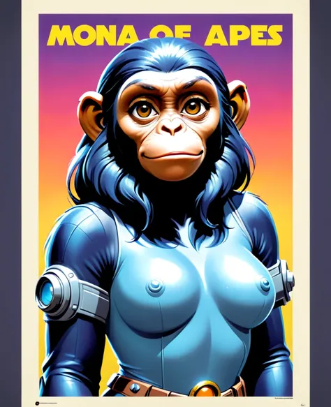 Retro sci-fi movie poster Chimpanzee Mona Lisa Planet of the Apes 