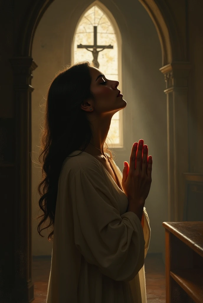 A woman praying to God