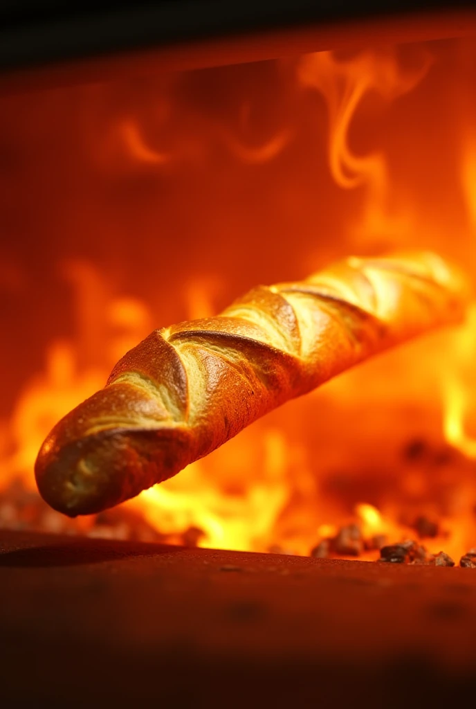 French baguette in a hot oven