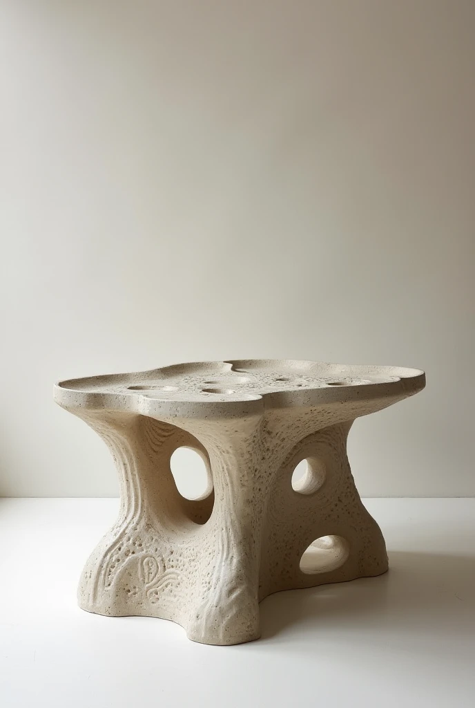 Ceramic abstract table with intricate details