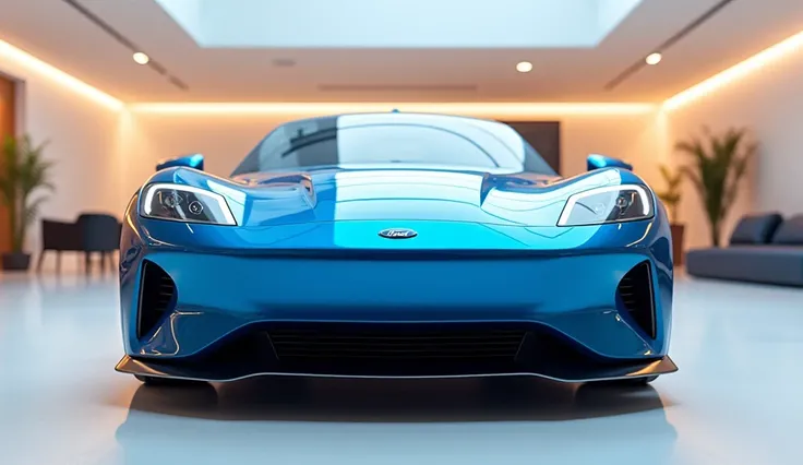 Front view Of pure Blue in Showroom about 2025 ford capri