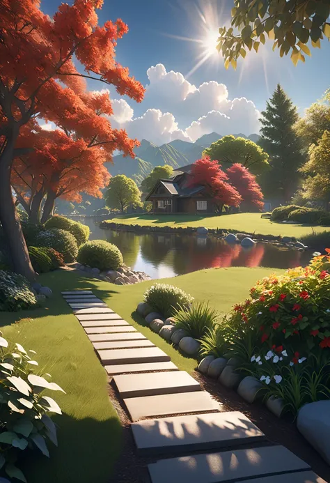 Quiet place, Very comfortable,  beautiful, calm and  beautifully landscaped.  Photorealistic,  8K Ultra HD ,   Studio Quality  ,  super real, 最大の Details, Large scale, Post-processing,  Photorealistic,  Photorealistic, photoshop,  photography,   Details,  ...