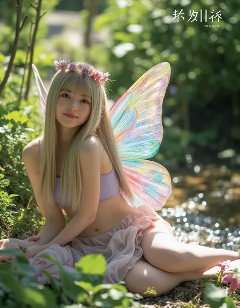 An iridescent fairy image.
cinematic lighting, UHD, masterpiece, accurate, super detail, high details, high quality, award winning, best quality, highest, 16k, detailed face, realistic textured skin, perfect anatomy, perfect fingers, NSFW,
((She was comple...