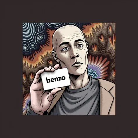 A similar image in the same style adds 'benzo' somewhere written