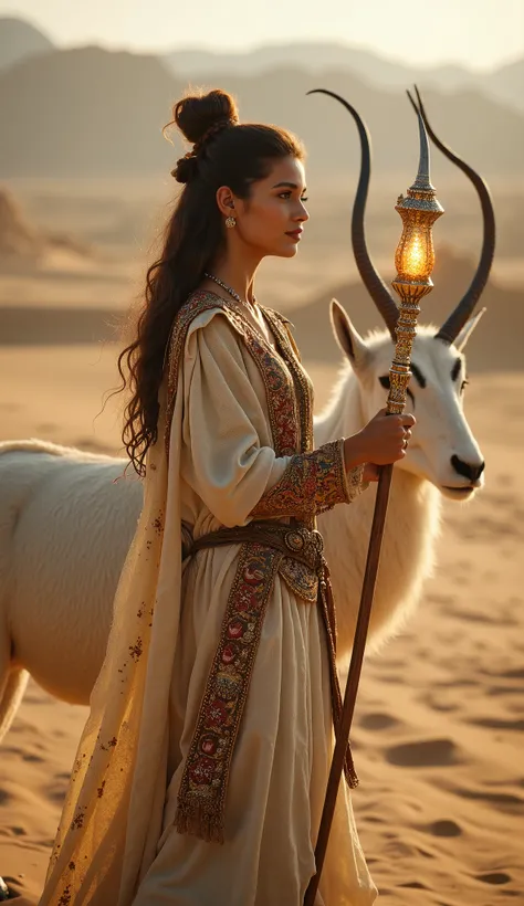 A 20-year-old beautiful, sexy, big boobs Kuwaiti woman as a mage warrior in the 13th century. She has a hairstyle traditional to Kuwait, neatly styled to reflect both elegance and practicality in battle.

She wears a mage warrior outfit infused with elemen...