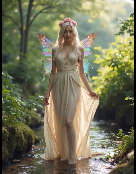 An iridescent fairy image.
cinematic lighting, UHD, masterpiece, accurate, super detail, high details, high quality, award winning, best quality, highest, 16k, detailed face, realistic textured skin, perfect anatomy, perfect fingers, NSFW,
((She is complet...