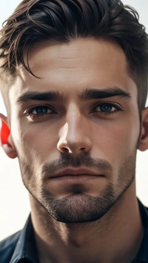  One of English male men focuses on the face 