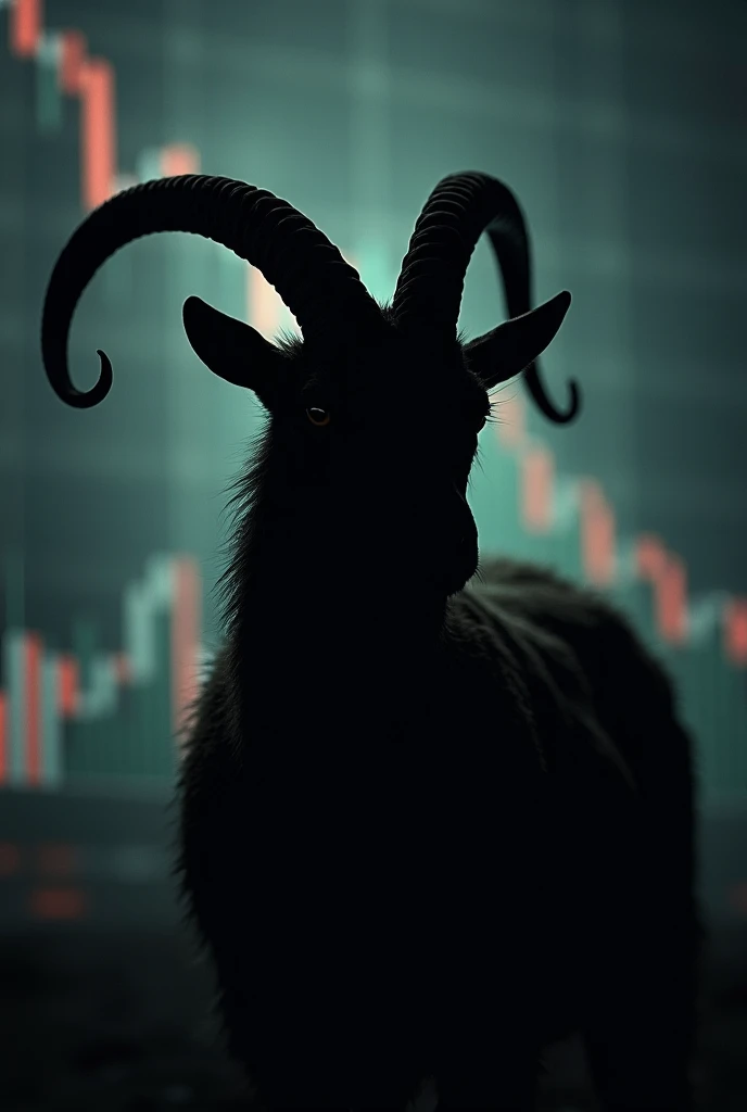 Forex chart + goat(In black shadow and the goat horn become short and and the goat not looking forward)