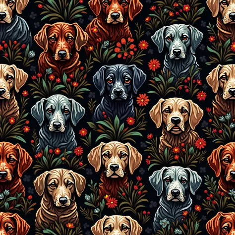 dog pattern, high resolution, high contrast. (Masterpiece)