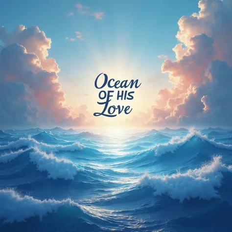 (photorealism:1.2), create logo heavenly Ocean in a colorful artwork. with text Ocean of His Love