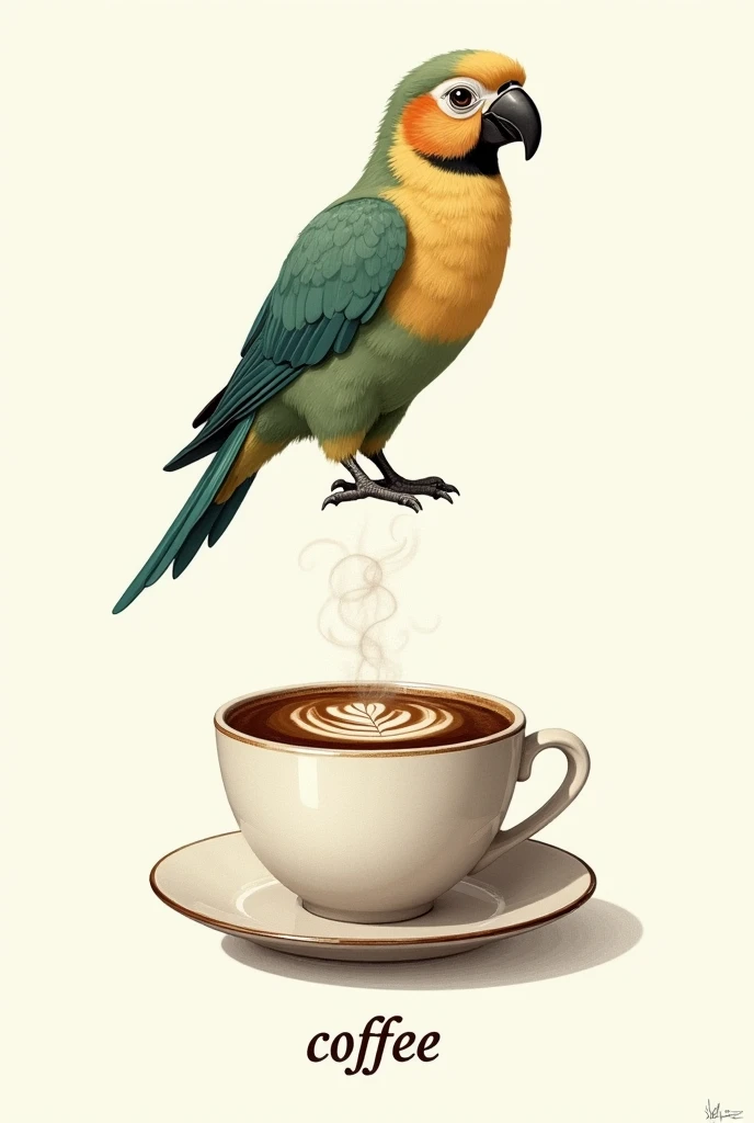 The kea logo above the picture of coffee ,  below the small inscription coffee