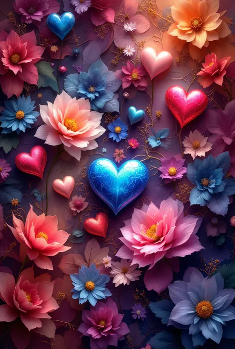  Beautiful beautiful wallpapers , delicately colored petals ,  very rich colors are filled with beautiful hearts,  masterpiece, 8 k,  Best quality,  complicated details,  maximum details , text "love you" прекрасный узорчатый text, perfect, Wonderful,