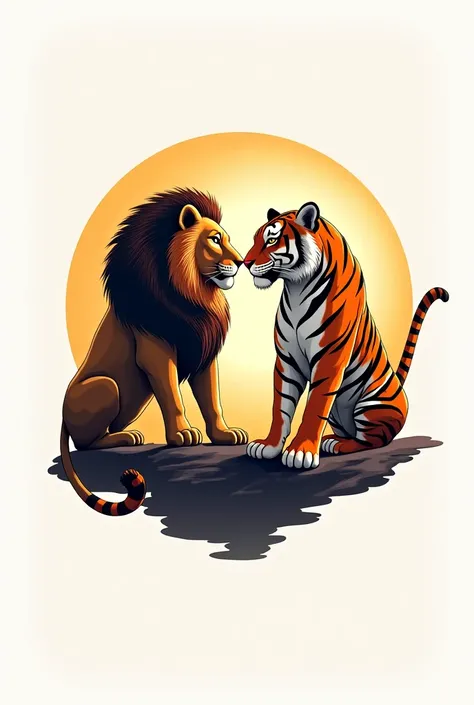 A lion and a tiger together for a logo 