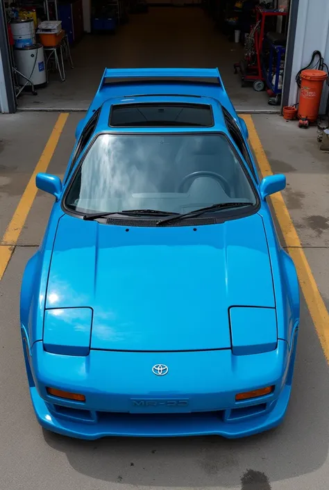 Toyota MR-2、Stop at the maintenance shop 、bluebodycollar。Highangle。